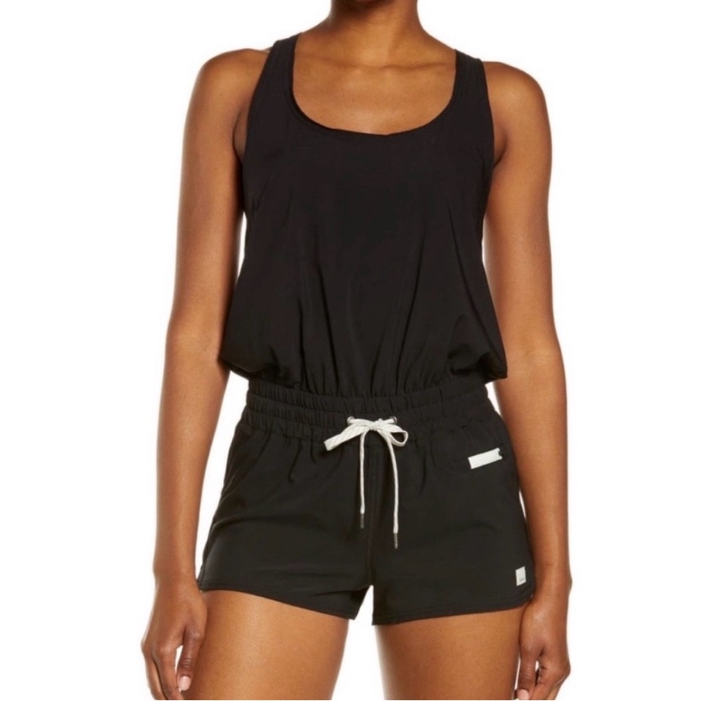 Vuori Clementine Romper Black Small S Athleisure Minimalist Lounge One Piece